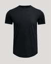 Black Pima Cotton Blend Curved Hem Crew
