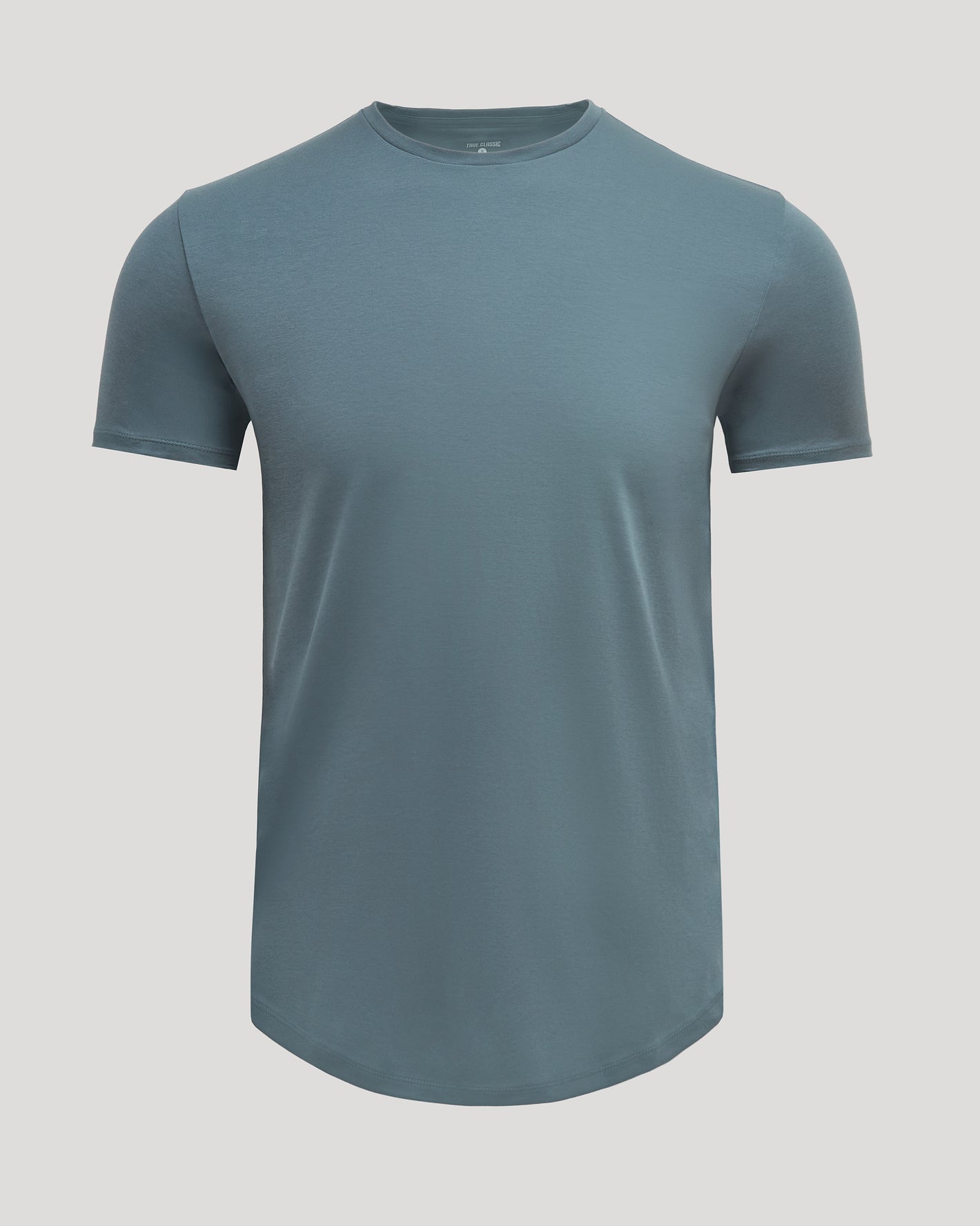 Tempest Premium Pima Crew Curved Hem T-shirt, sleek slate-blue, front view.