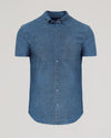 Light Indigo Wash Short Sleeve Stretch Chambray Shirt