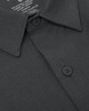 Heather Short Sleeve Ripstop Commuter Shirt close-up with collar and buttons.