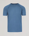 Fiord Active Mesh Crew, textured blue tee, displayed flat.