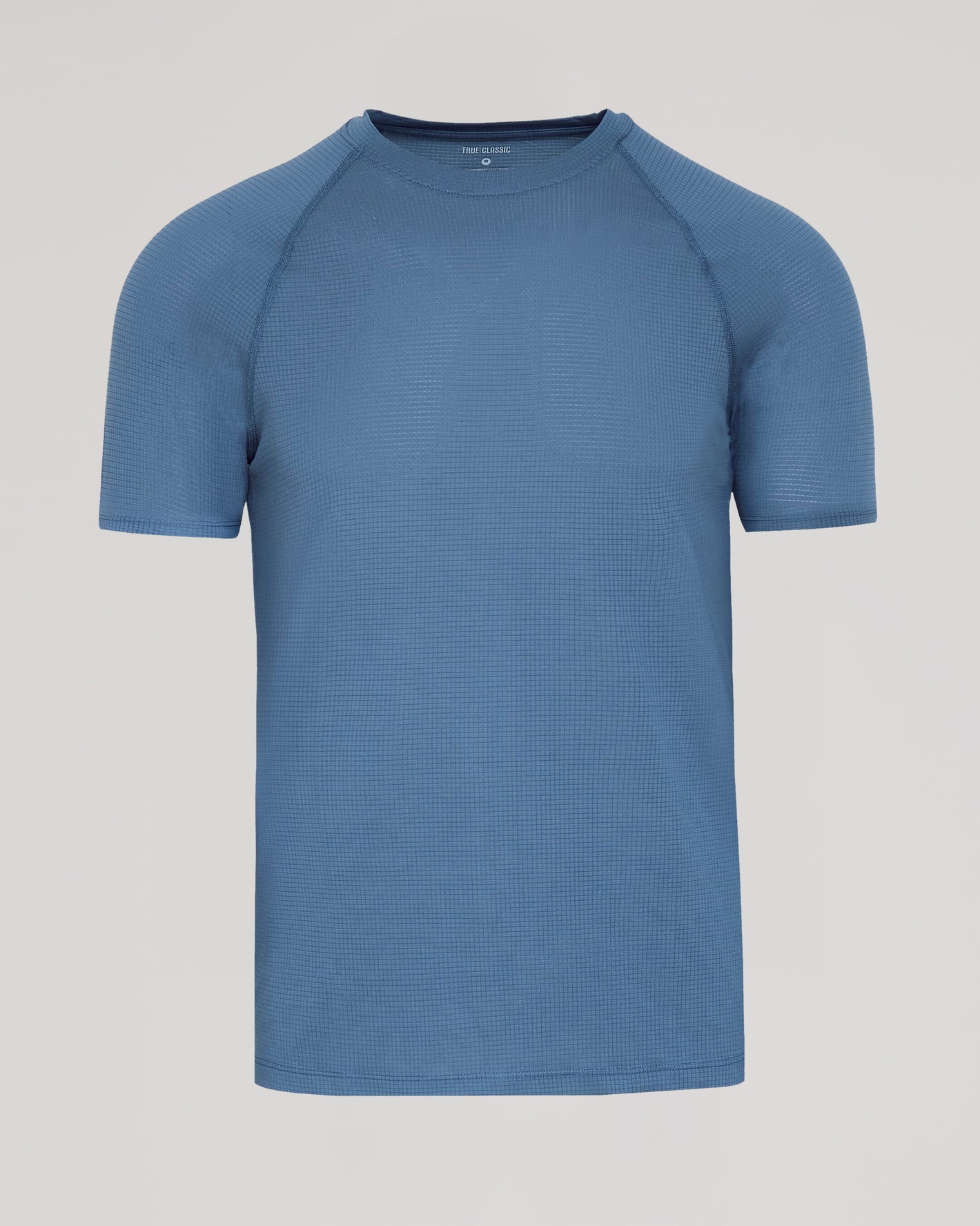 Fiord Active Mesh Crew, textured blue tee, displayed flat.