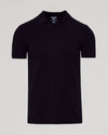 Black Dressy Polo with short sleeves and two-button placket.