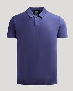 True ClassicBlueberry Dressy Polo with classic collar, two-button placket, ribbed trim.