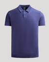 Blueberry Dressy Polo with classic collar, two-button placket, ribbed trim.