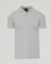 Heather Gray Dressy Polo with a classic collar and two-button placket.