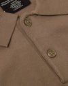 Truffle Dressy Polo, close-up of ribbed collar and buttons.