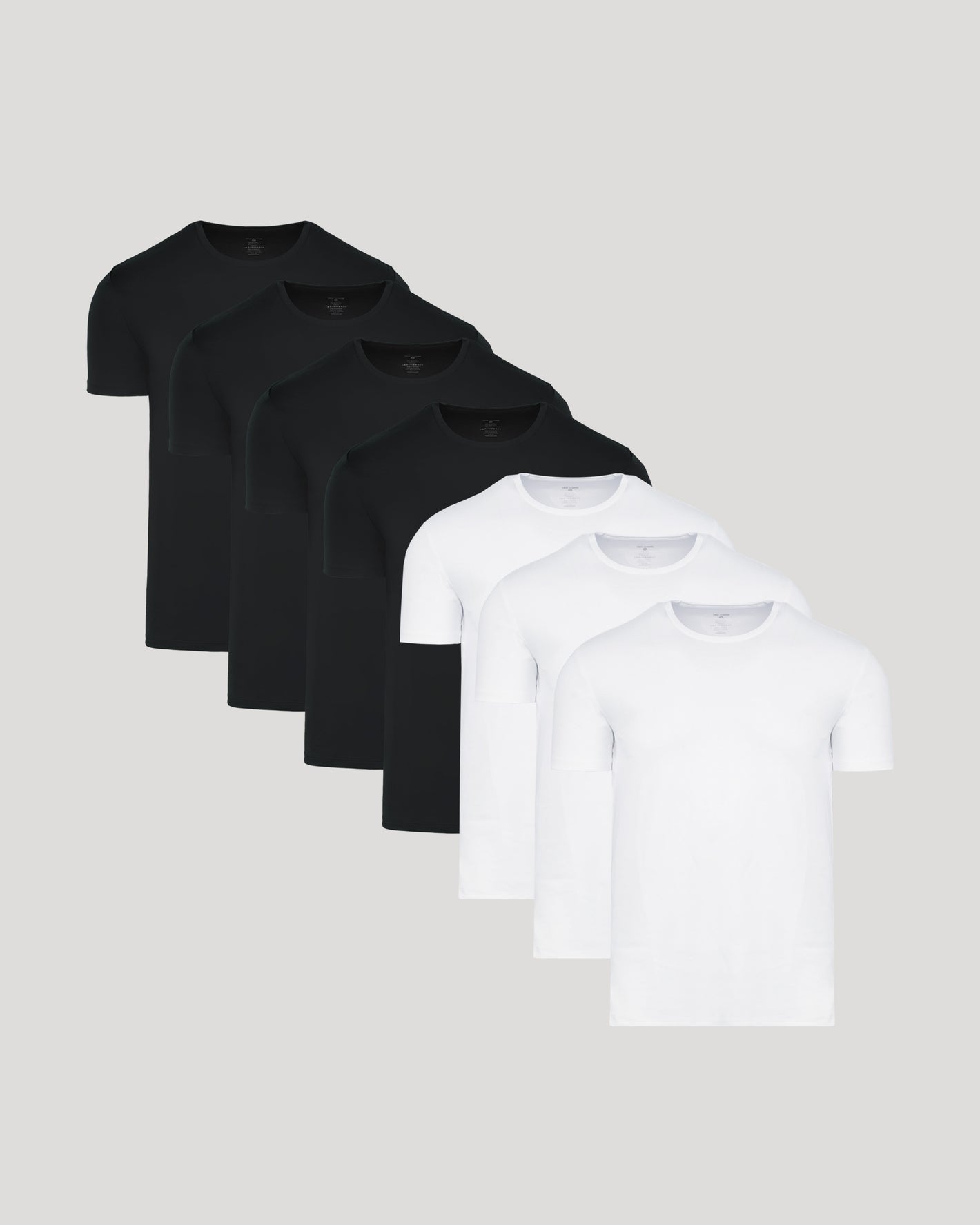 Black & White Premium Pima Crew Neck 7-Pack, fanned-out display.