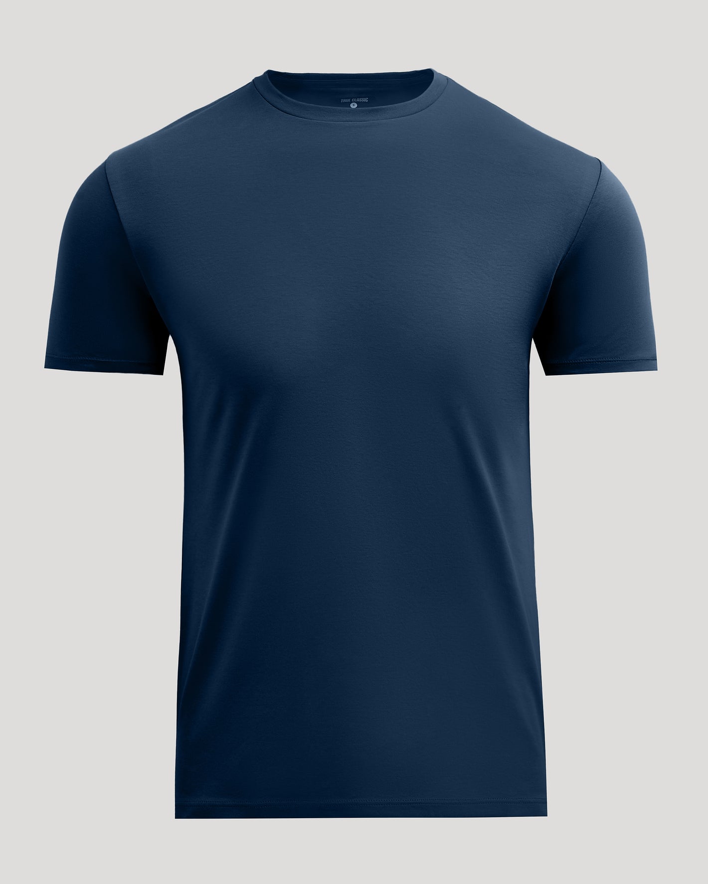 Navy Premium Pima Crew Neck T-shirt, short-sleeve, displayed flat.