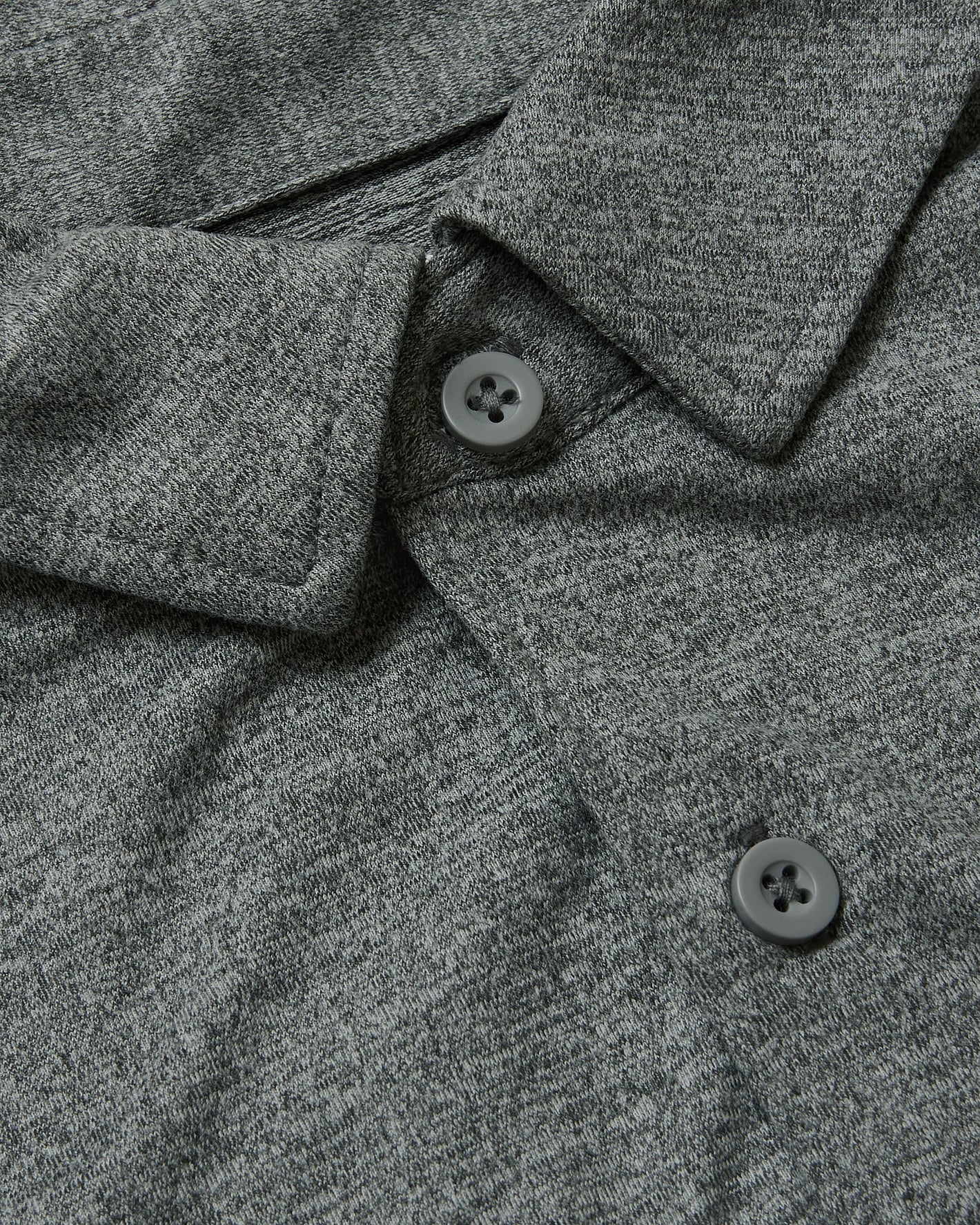 Charcoal Heather Gray Short Sleeve Comfort Knit Shirt with collar and buttons.