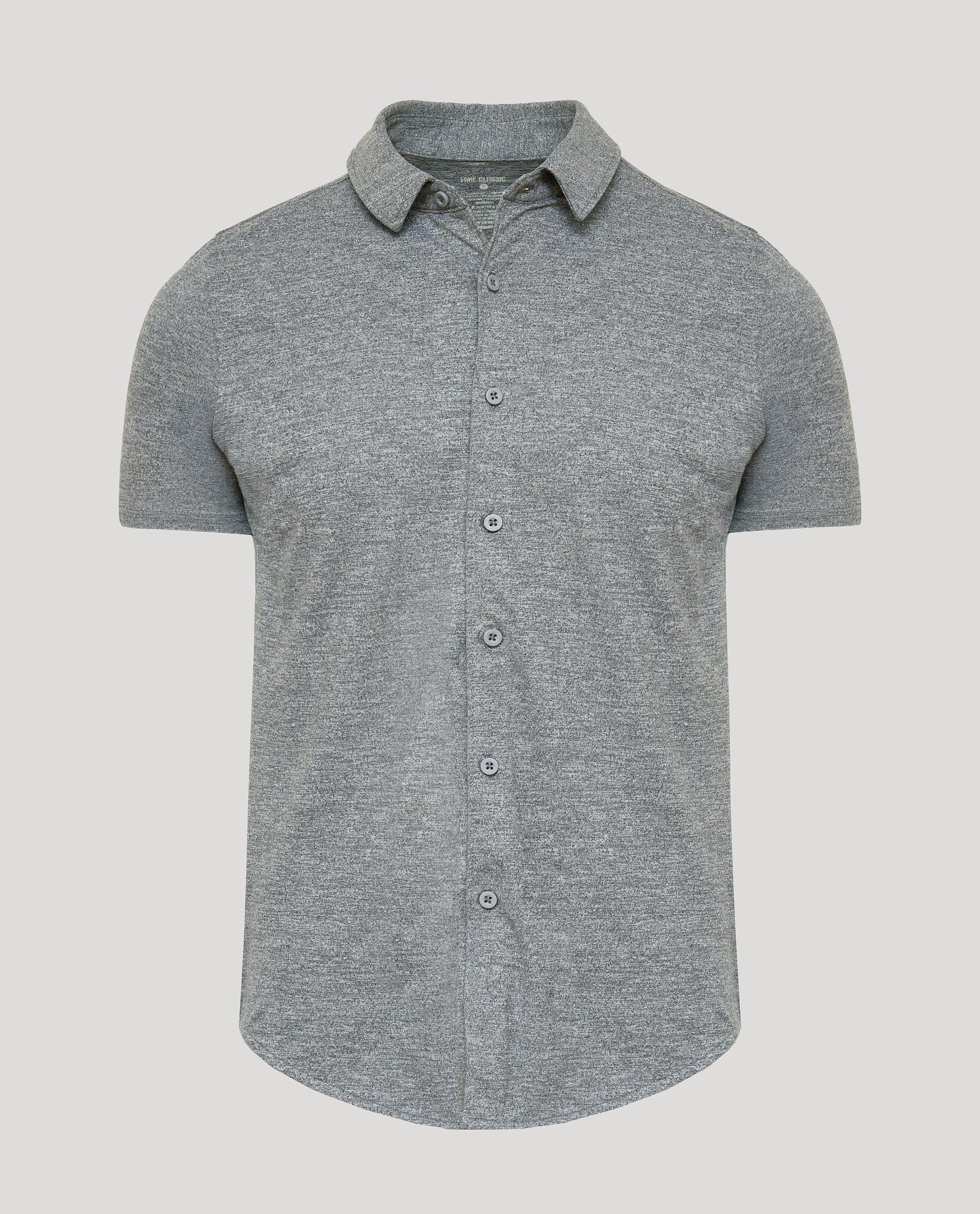 Short Sleeve Slub Buttondown Grey Heather