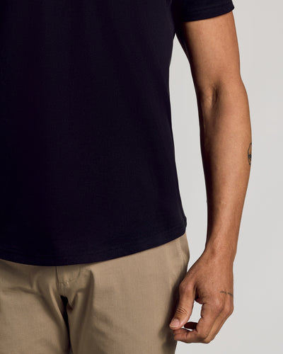 Classic Curved Hem Crew Neck - Black