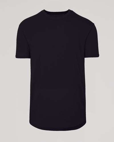 Classic Curved Hem Crew Neck - Black