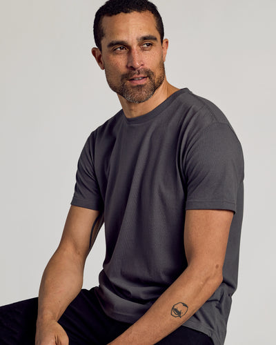 Classic Curved Hem Crew Neck - Carbon