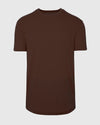 Carob Curved Hem Classic Crew Neck T-shirt against a neutral background.