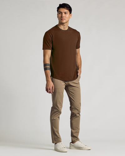 Classic Curved Hem Crew Neck - Carob