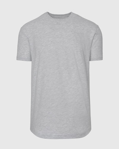 Classic Curved Hem Crew Neck - Heather Gray