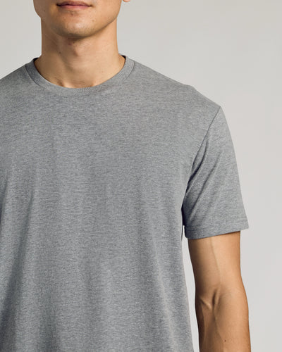 Classic Curved Hem Crew Neck - Heather Gray