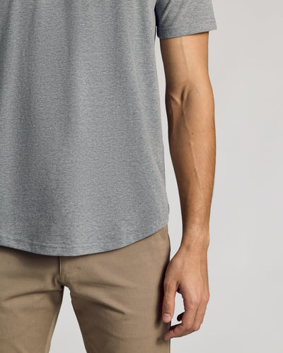 Classic Curved Hem Crew Neck - Heather Gray
