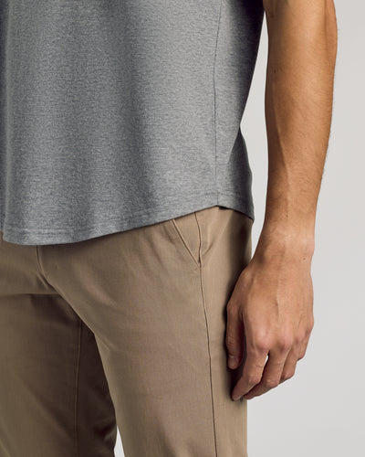 Classic Curved Hem Crew Neck - Heather Gray