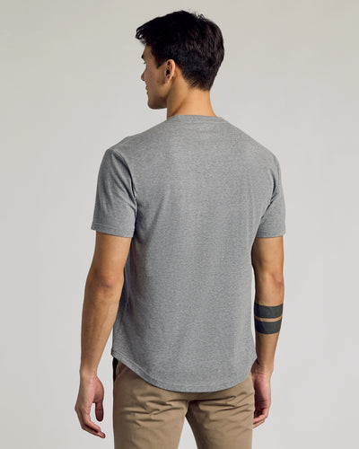 Classic Curved Hem Crew Neck - Heather Gray