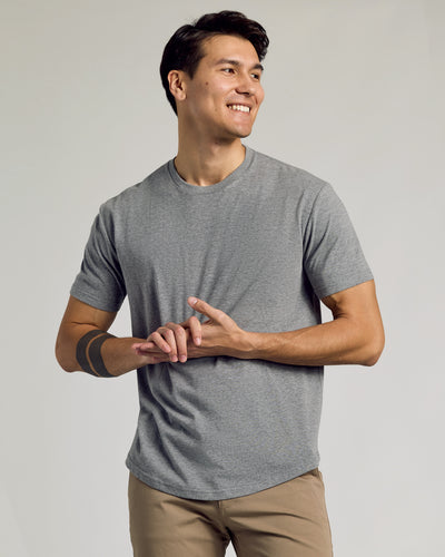 Classic Curved Hem Crew Neck - Heather Gray