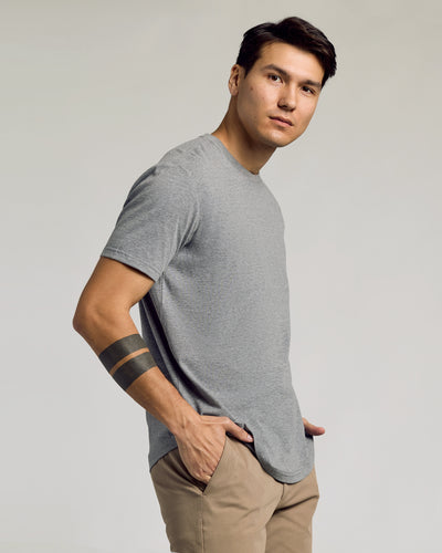 Classic Curved Hem Crew Neck - Heather Gray