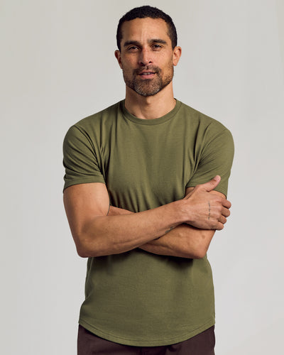 Classic Curved Hem Crew Neck