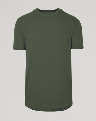 Classic Curved Hem Crew Neck - Military Green