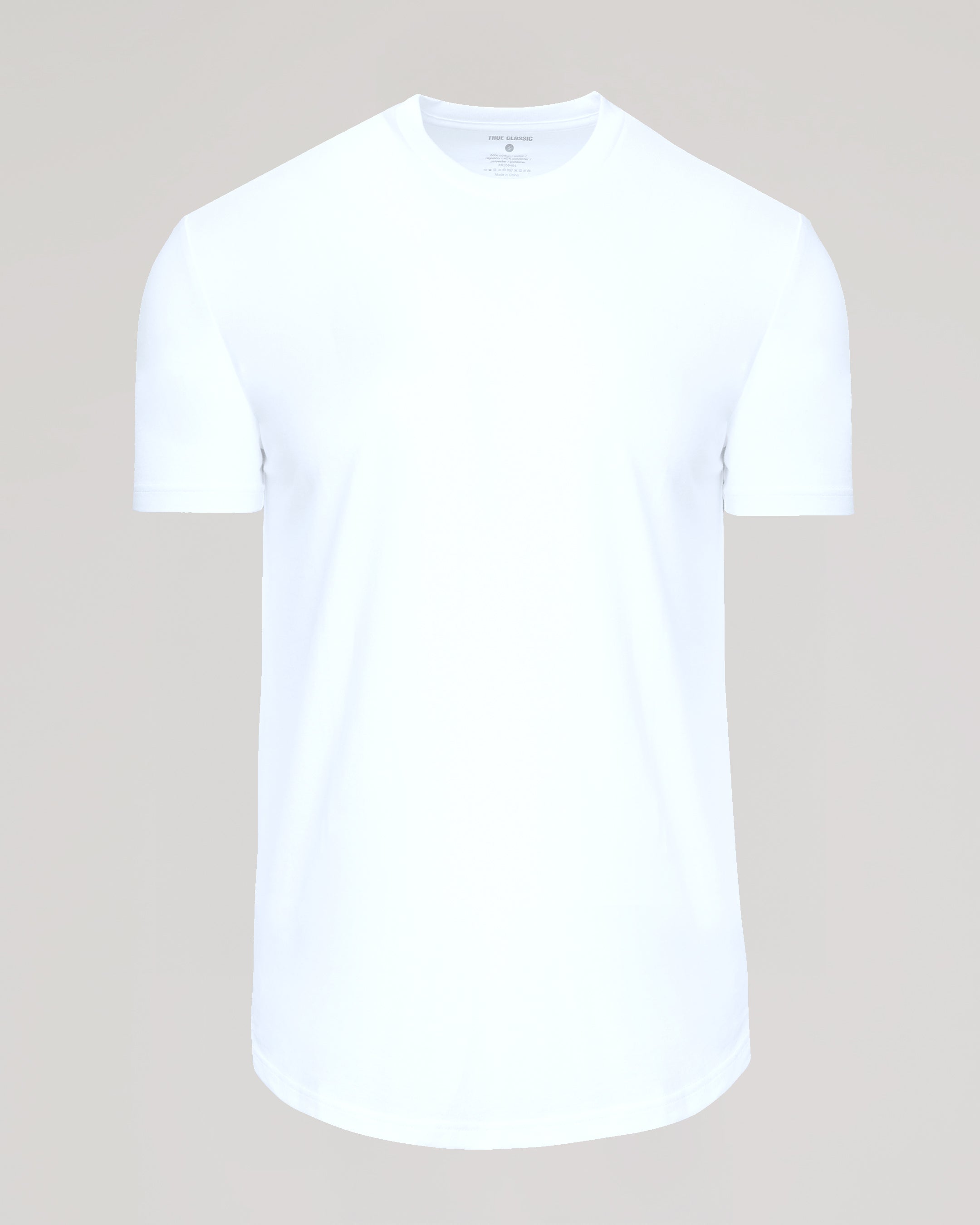 White Short Sleeve Curved Hem Crew | White Short Sleeve Curved Hem