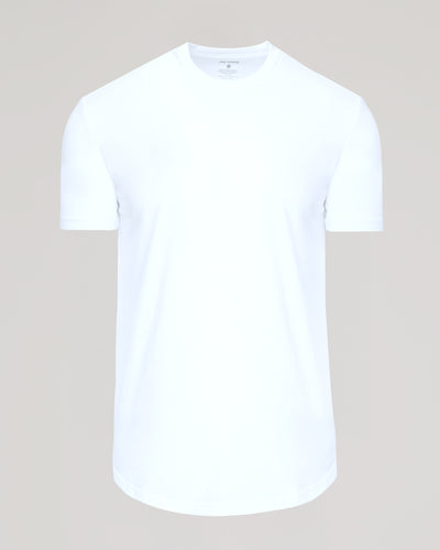 Classic Curved Hem Crew Neck - White