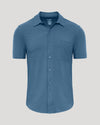 Fiord Short Sleeve Ripstop Commuter Shirt, light-blue, camp collar, chest pocket.