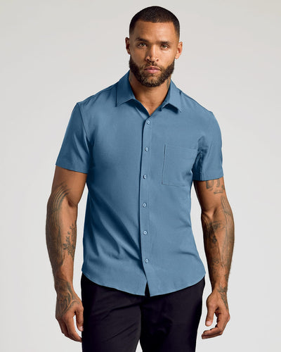 Navy & Fiord Short Sleeve Ripstop Commuter Shirt 2-Pack