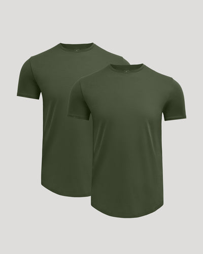 Pima Cotton Blend Crew ‑ Curved Hem (2‑Pack)