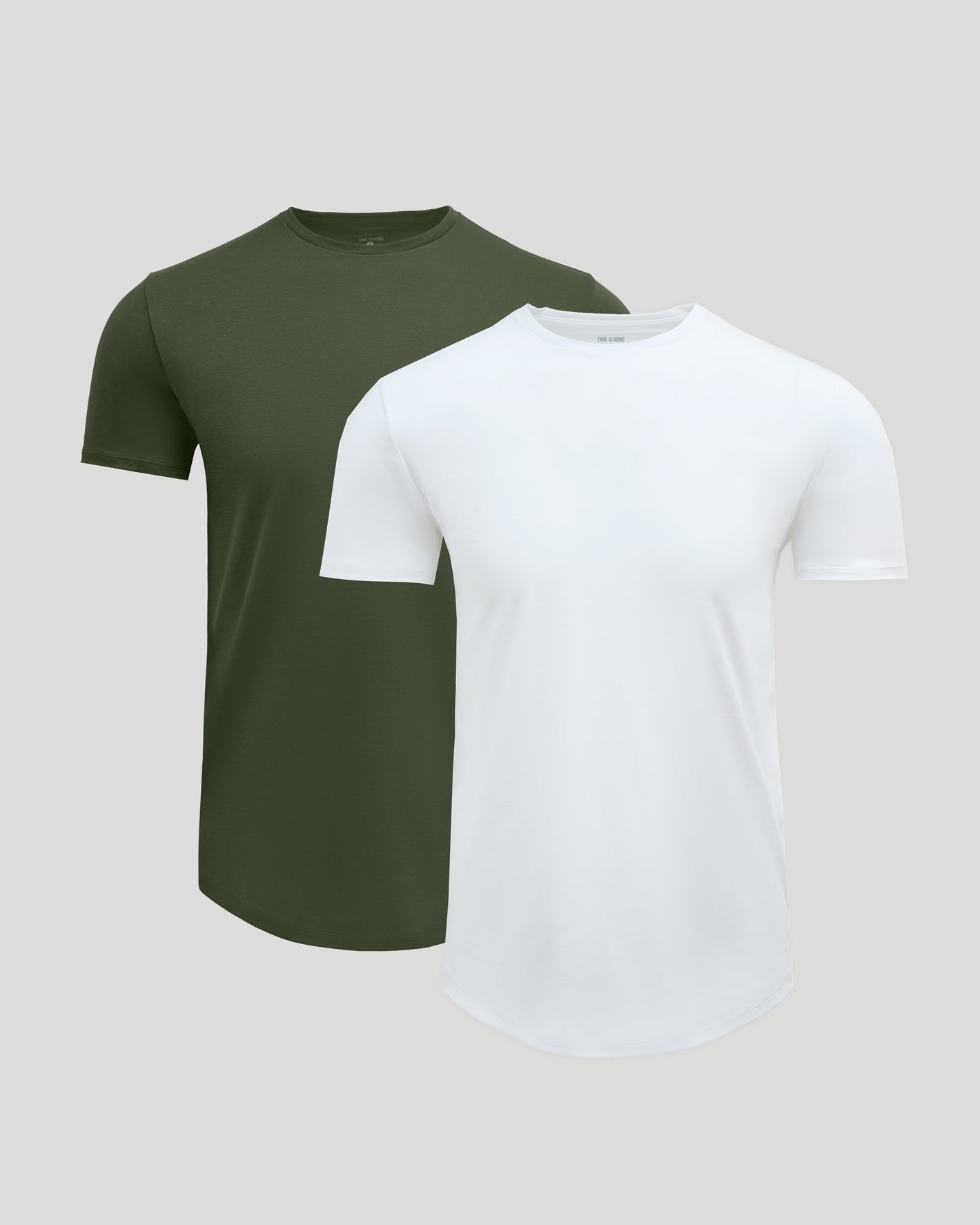 True Classic Men’s Pima Cotton Blend Curved Hem Crew T-Shirts.