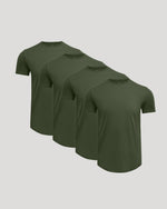 All Grove Pima Cotton Blend Curved Hem Crew 4-Pack