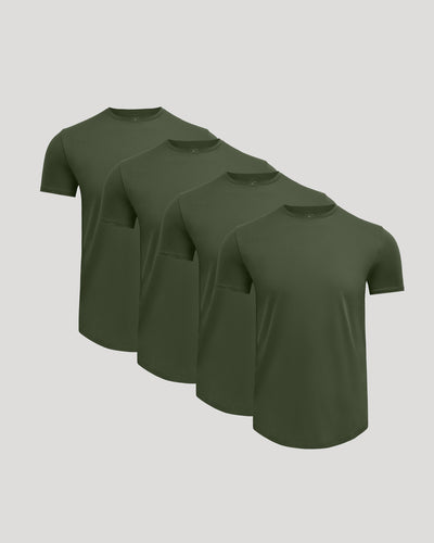 Pima Cotton Blend Crew ‑ Curved Hem (4‑Pack)