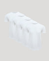 Pima Cotton Blend Curved Hem Crew 4-Pack, plain white tees, overlapping layout.