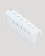 All White Pima Cotton Blend Curved Hem Crew 7-Pack