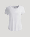 Womens White Slub Scoop Neck Tee with crew neckline displayed.
