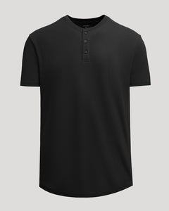 True ClassicBlack Heavyweight Curved Hem Henley