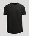 Black Heavyweight Curved Hem Henley
