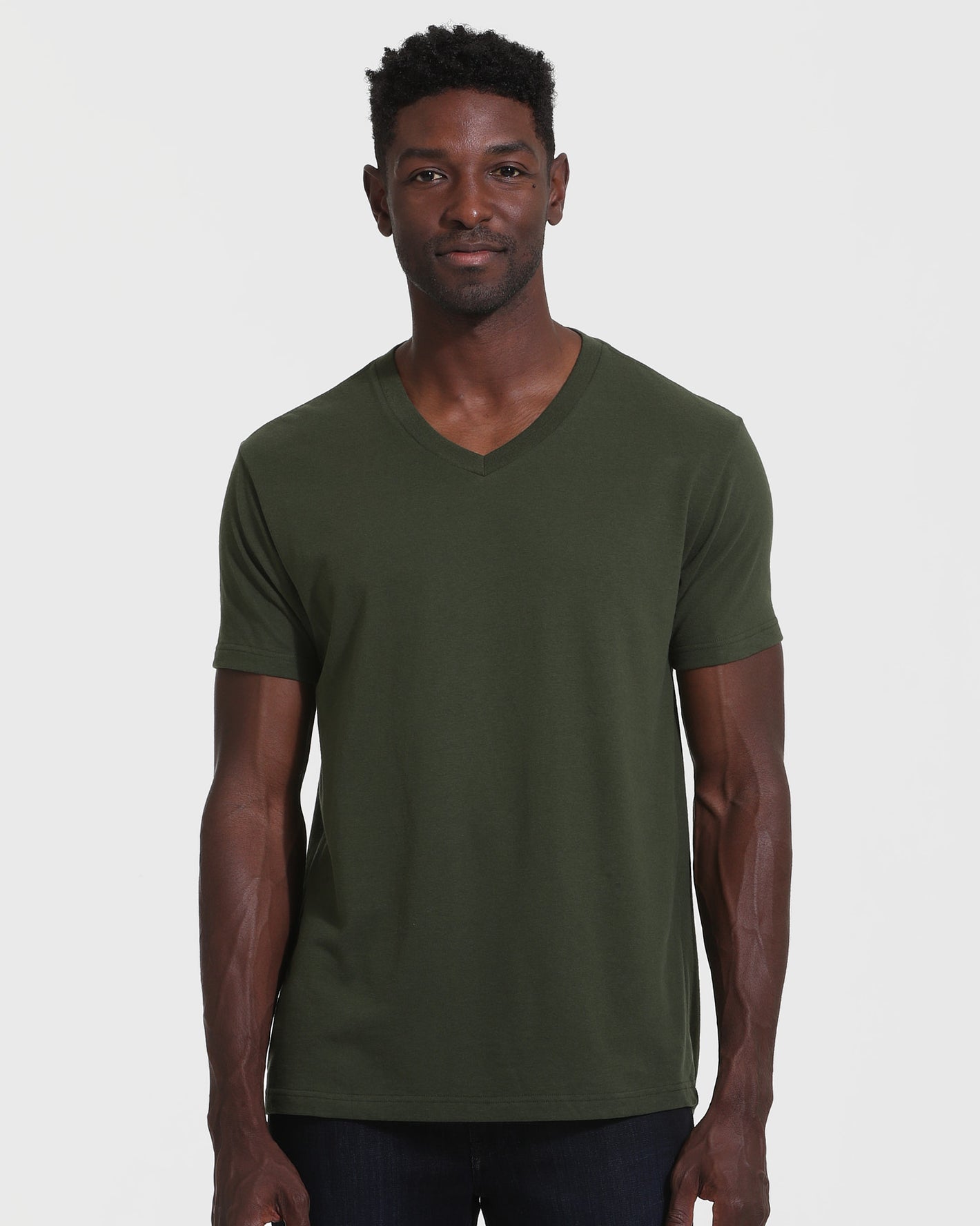 Dark Olive V Neck T Shirt