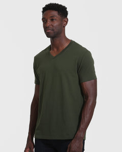 True ClassicDark Olive V Neck T Shirt