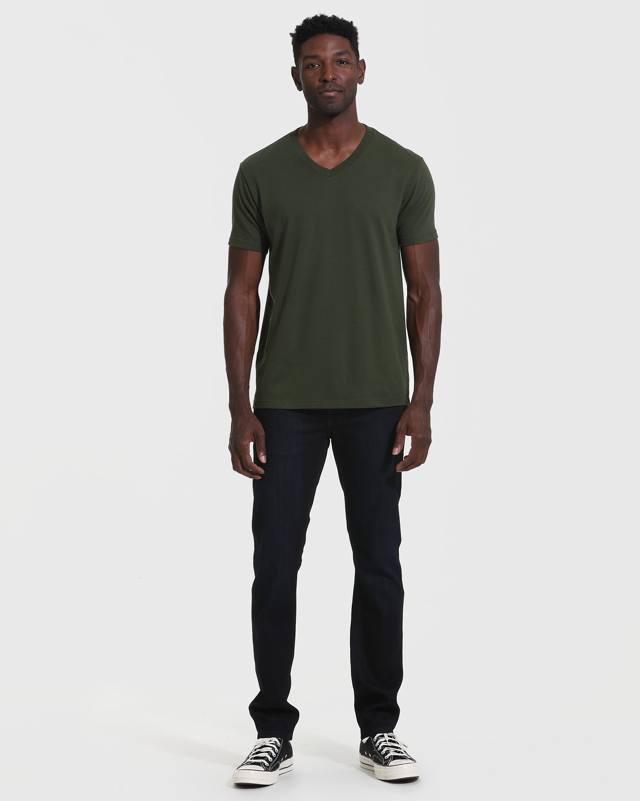 Dark Olive V-Neck T-Shirt