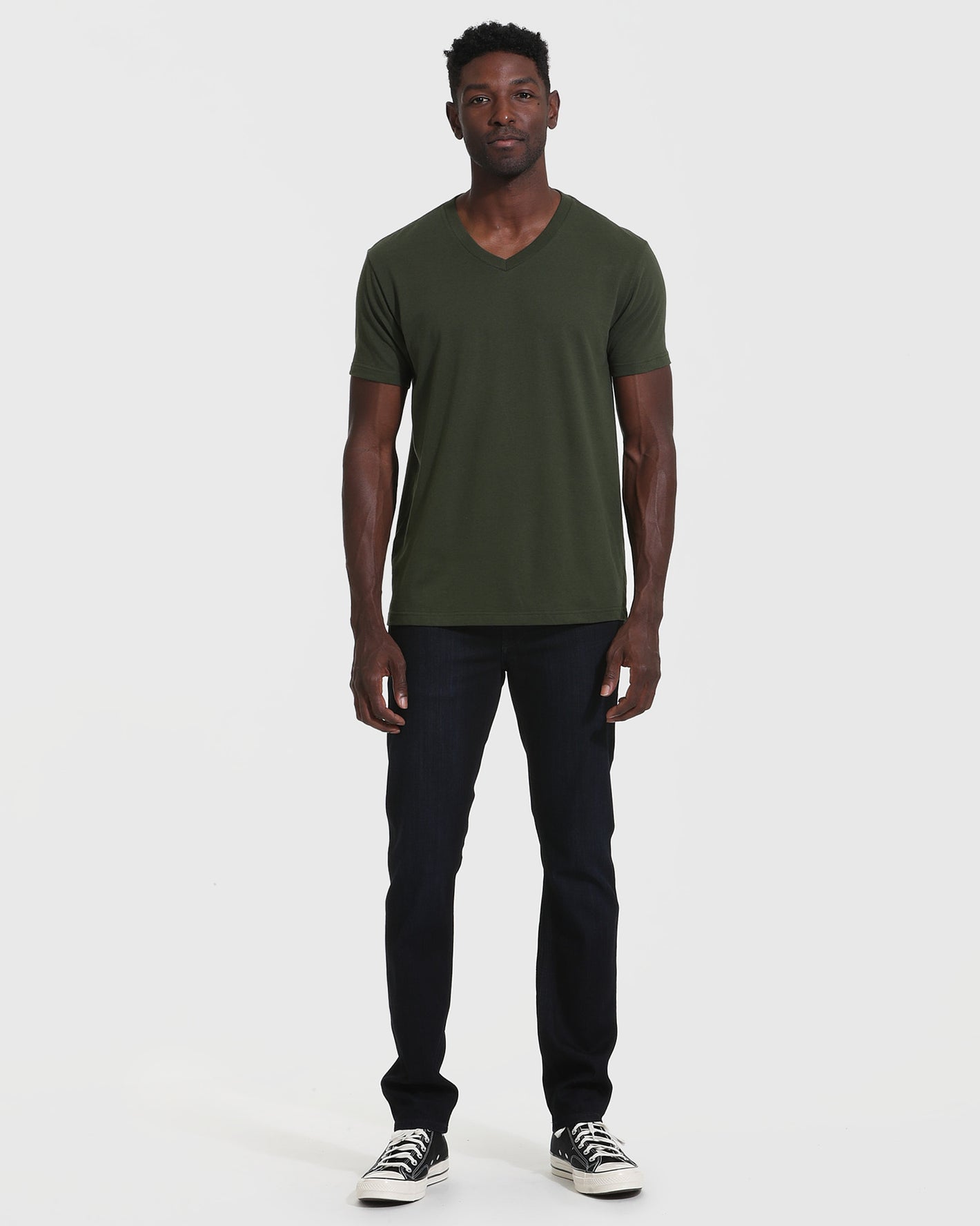 Dark Olive V Neck T Shirt