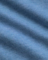 Dark Heather Blue Lake V Neck Tee, close-up on soft knit fabric.