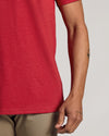 Dark Heather Lava Classic V-Neck shown on model's right side torso.