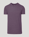 Dark Heather Plum Classic V-Neck T-shirt on neutral backdrop.
