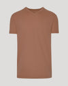 Dark Heather Sepia Classic V-Neck T-shirt, plain, short-sleeved, ultra-soft fabric.